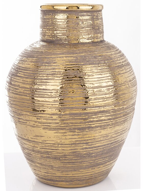 MIAhome MIAhome Wazon ceramiczny złoty, postarzany 32x24x24 cm JULITTA Złoty