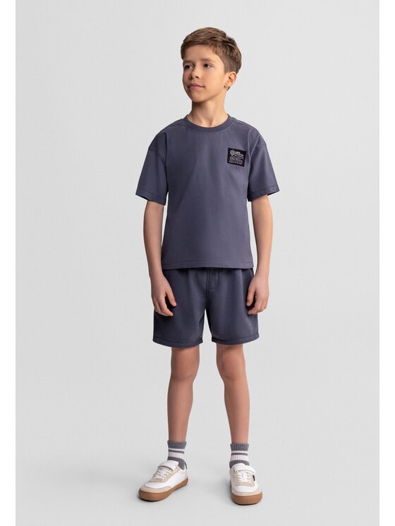 minoti minoti Komplet t-shirt i spodenki 23fleece118B Szary Regular Fit