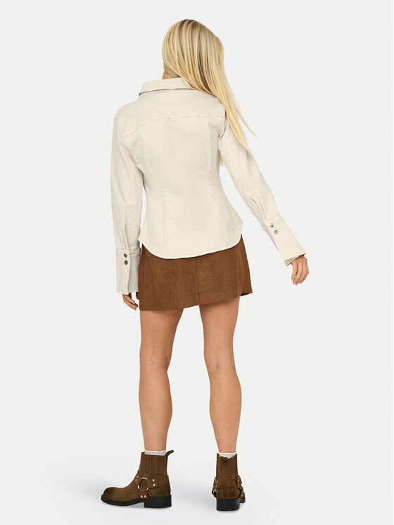 ONLY ONLY Jeanshemd Perla 15359156 Beige Slim Fit