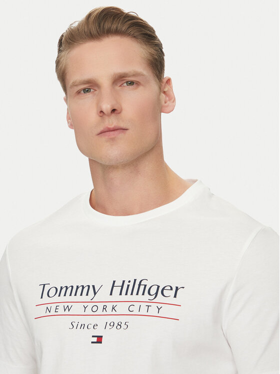 Tommy Hilfiger Tommy Hilfiger Tricou Center Stack MW0MW38621 Alb Regular Fit