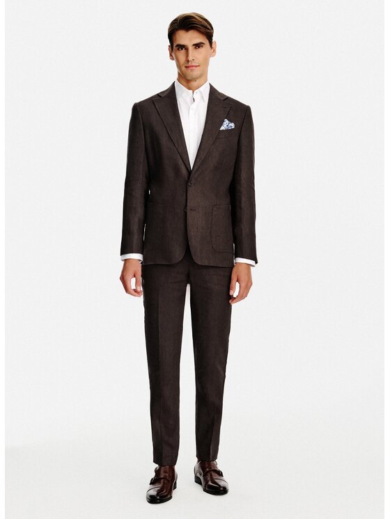 Pako Lorente Pako Lorente Spodnie garniturowe P26SP-6G-029 Brązowy Slim Fit