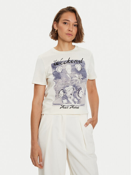 Weekend Max Mara Tričko 2425976031 Écru Regular Fit