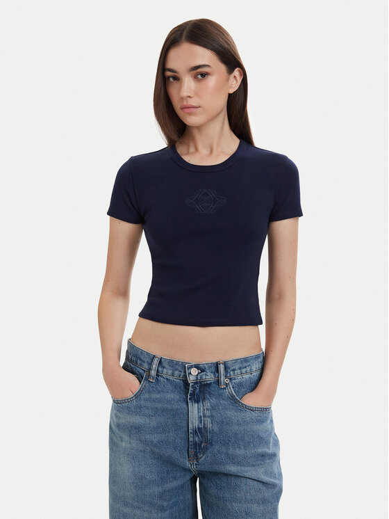 HUGO Tricou Delanor 50570857 Bleumarin Slim Fit