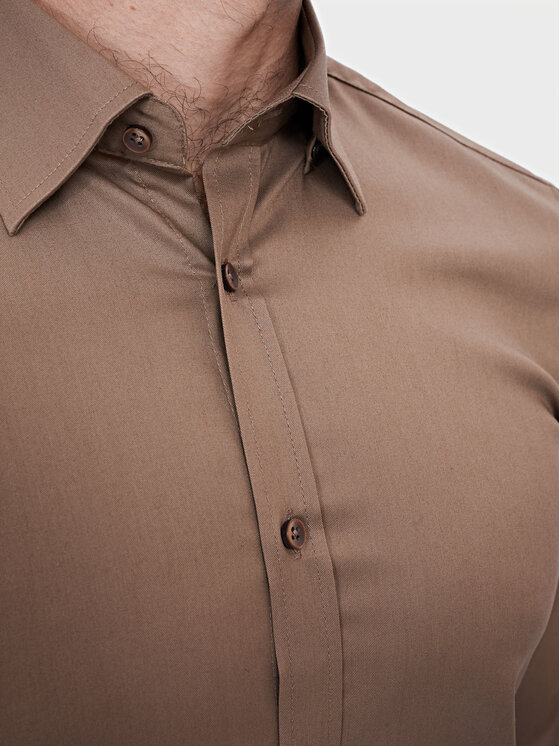 Evenemen Evenemen Koszula Punto G2 Twill Brązowy Slim Fit