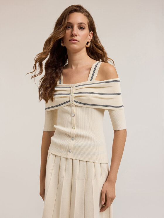 Motivi Motivi Cardigan M285W003365N0S1 Bianco Slim Fit