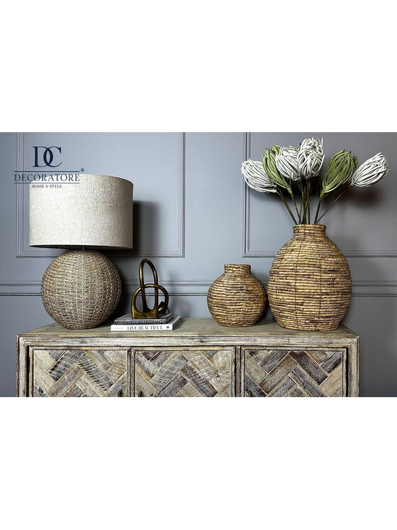 Decoratore Decoratore Lampa Stołowa Orb Rattan Wys.70cm Beżowy