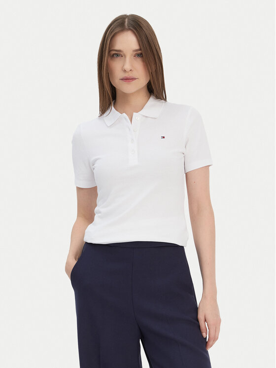 Tommy Hilfiger Tricou polo 1985 WW0WW42047 Alb Slim Fit