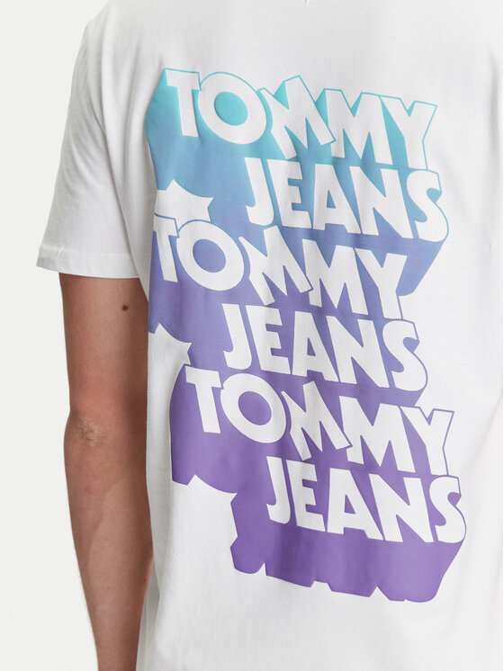 Tommy Jeans Tommy Jeans T-krekls Stack Backprint DM0DM21589 Balts Regular Fit