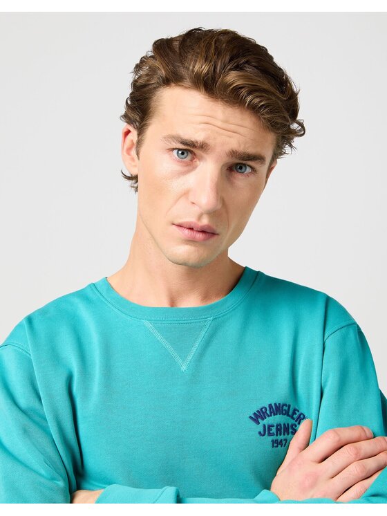 Wrangler Wrangler Felpa SMALL LOGO CREW Blu Regular Fit