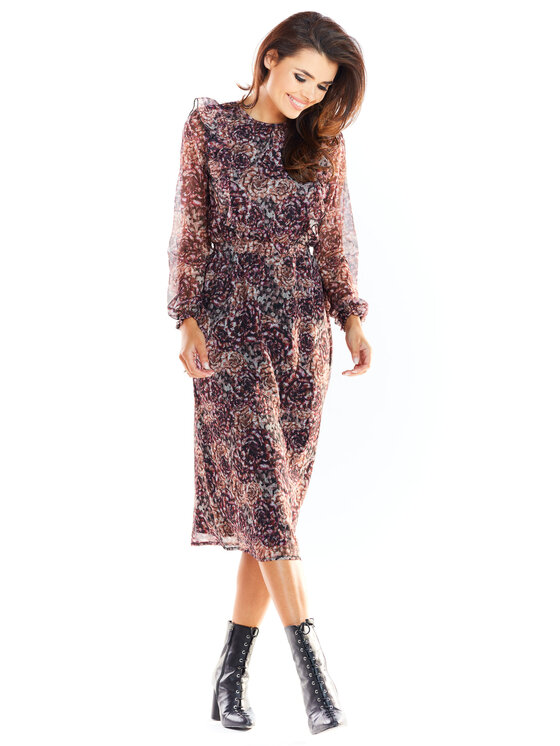 Awama Awama Sukienka A314 Kolorowy Basic Fit