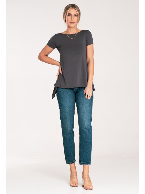 FIGL FIGL Bluzka M1051 Szary Flared Fit