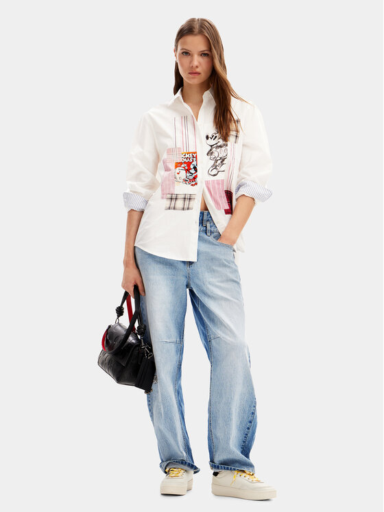 Desigual Desigual Риза MICKEY Bolonia 24SWCW26 Бял Regular Fit