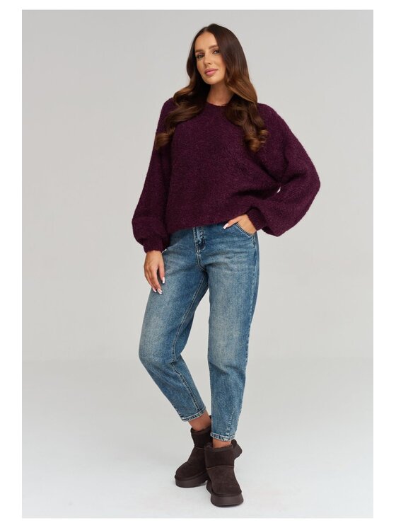 Makadamia Makadamia Sweter C92 Fioletowy Loose Fit