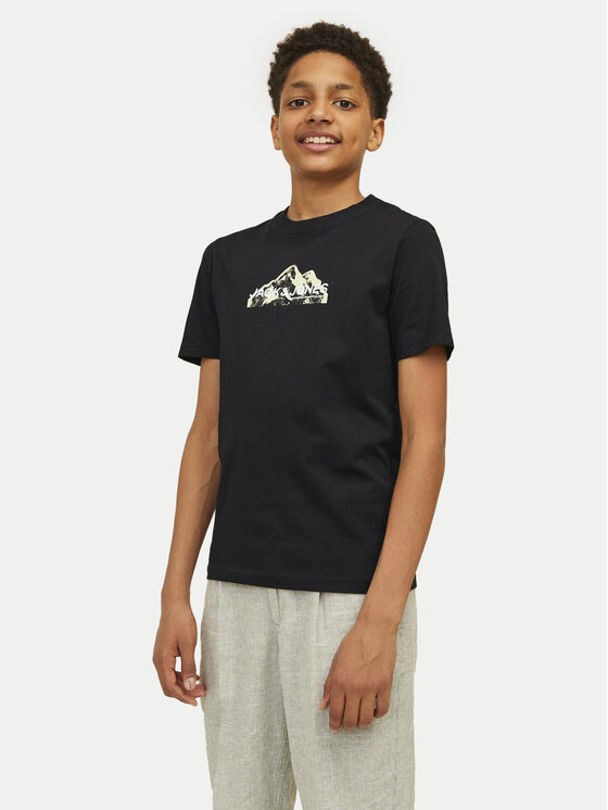 Jack&Jones Junior T-krekls Mountain Logo 12263123 Melns Standard Fit