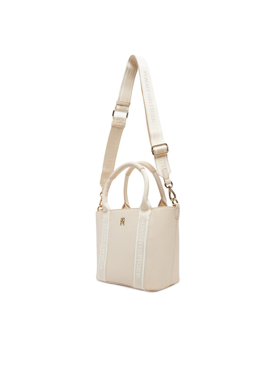 Tommy Hilfiger Tommy Hilfiger Torbica Th Logotape Mini Tote AW0AW17201 Écru