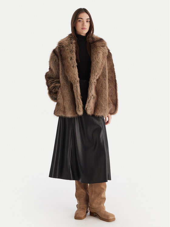 Dixie Dixie Кожено палто V330Y004A Кафяв Regular Fit