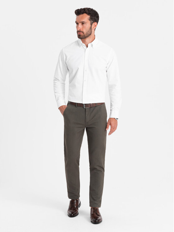 Ombre Ombre Chinosy OM-PACP-0188 Khaki Regular Fit