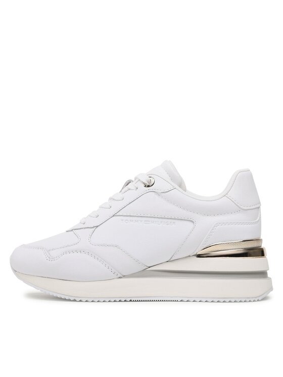 White and gold wedge sneakers hot sale