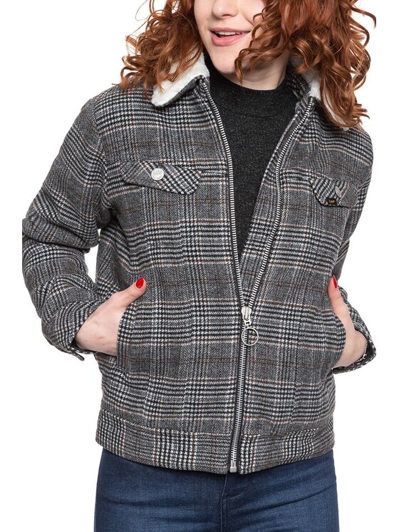 Lee Lee Giacca da donna WOOL CHECK SHERPA JK Grigio Regular Fit