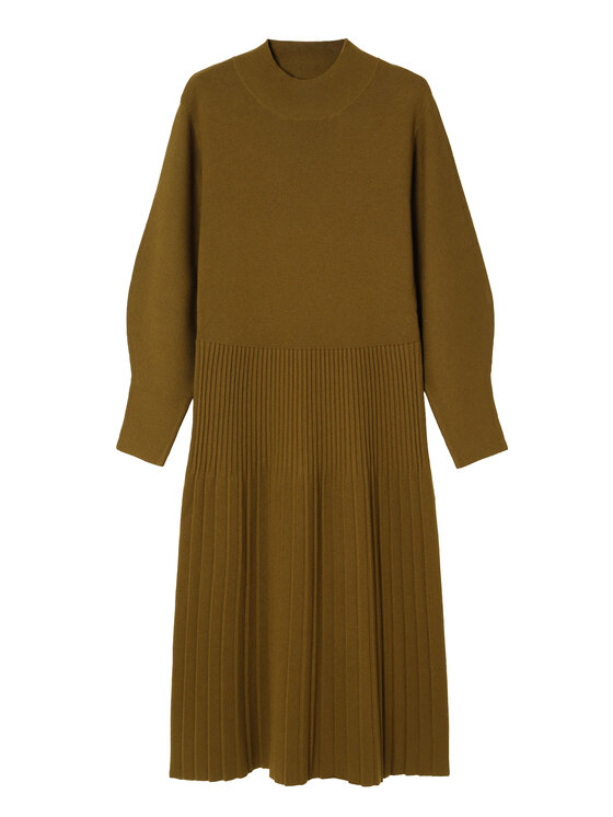 TATUUM TATUUM Sukienka dzianinowa LUNA Khaki A-Line Fit