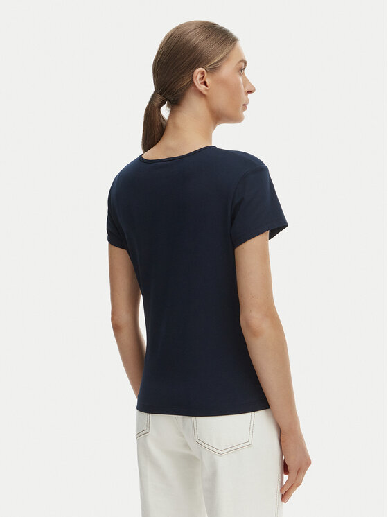 Tommy Hilfiger Tommy Hilfiger T-Shirt WW0WW48710 Tmavomodrá Slim Fit