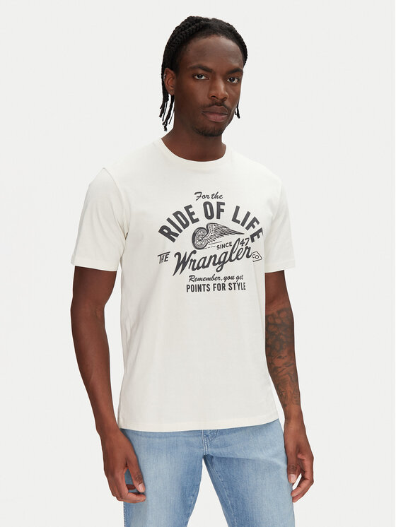 Wrangler T-shirt Americana 112362791 Écru Regular Fit, taglia : XXL