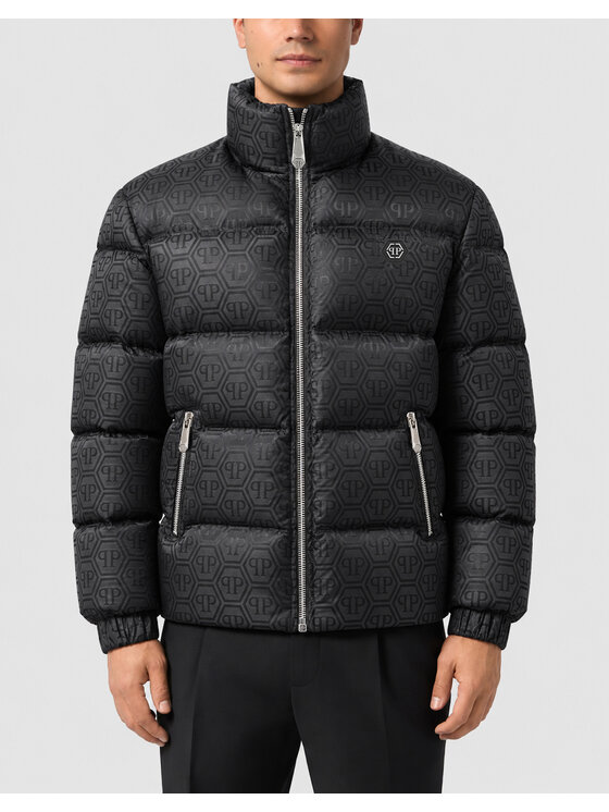 PHILIPP PLEIN PHILIPP PLEIN Vatovaná bunda 31037 Čierna Regular Fit