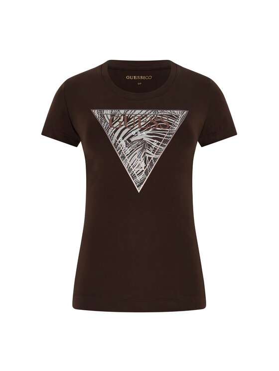 Guess Guess Тишърт 182454 Кафяв Classic Fit