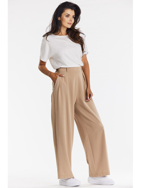 Awama Awama Spodnie damskie A674 Beżowy Basic Fit