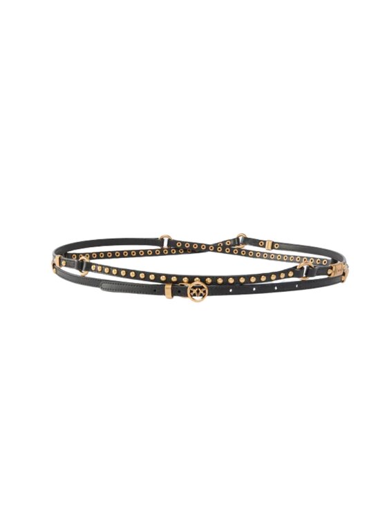 PINKO PINKO Pasek H1 DOUBLE BELT+EMBELLISHMENTS. Czarny