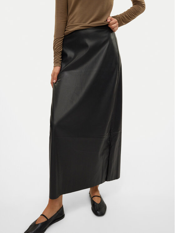Vero Moda Vero Moda Műbőr szoknya Olympia 10309137 Fekete Regular Fit