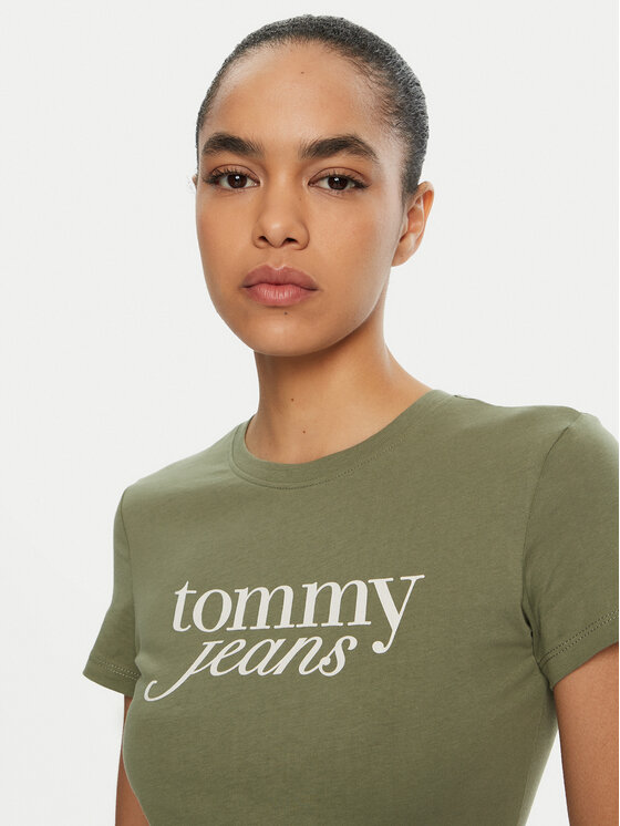 Tommy Jeans Tommy Jeans Tričko Essential DW0DW19447 Zelená Slim Fit