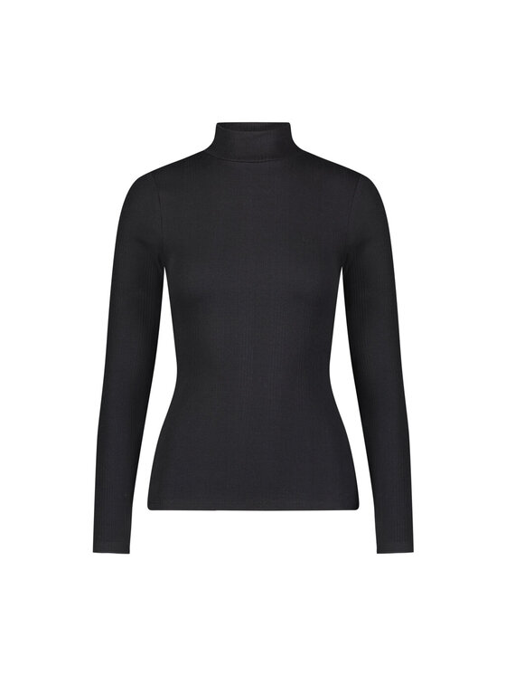 Lee Lee T-Shirt RIBBED LS HIGH NECK Czarny Slim Fit