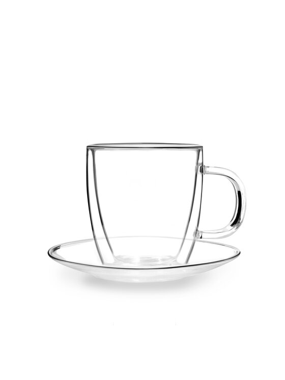 Vialli Design Vialli Design Komplet filiżanek KOMPLET 2 FILIŻANEK ZE SPODKAMI 250ML AMO 7565 Przezroczysty