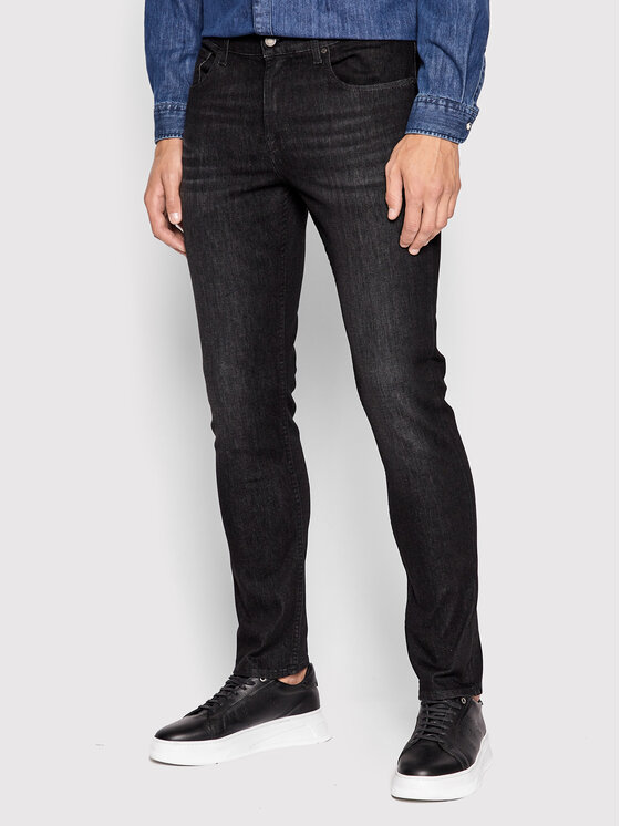 7 For All Mankind Džinsi Slimmy Tapered JSMXB820LK Melns Slim Fit