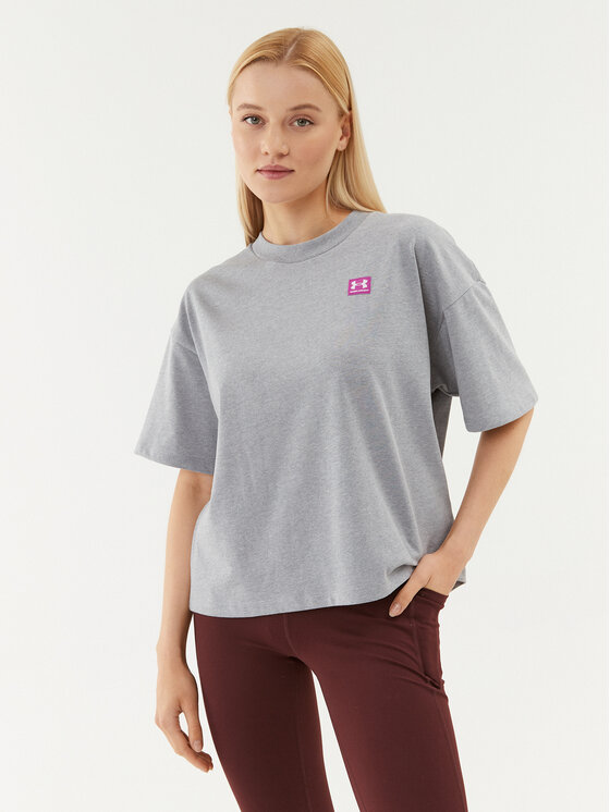 Under Armour Tricou Ua W Logo Lc Oversized Hw Ss 1379948 Gri Loose Fit