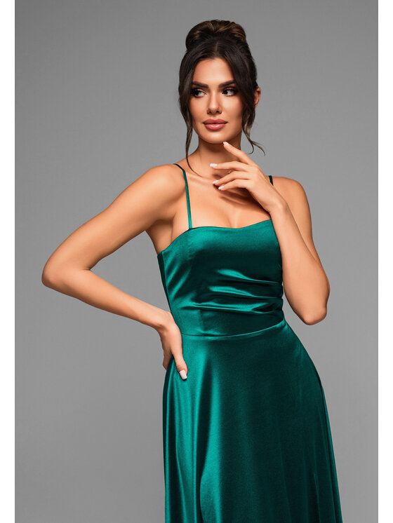 Ombre Ombre Sukienka wieczorowa LA-OM-DLR016 Zielony Regular Fit