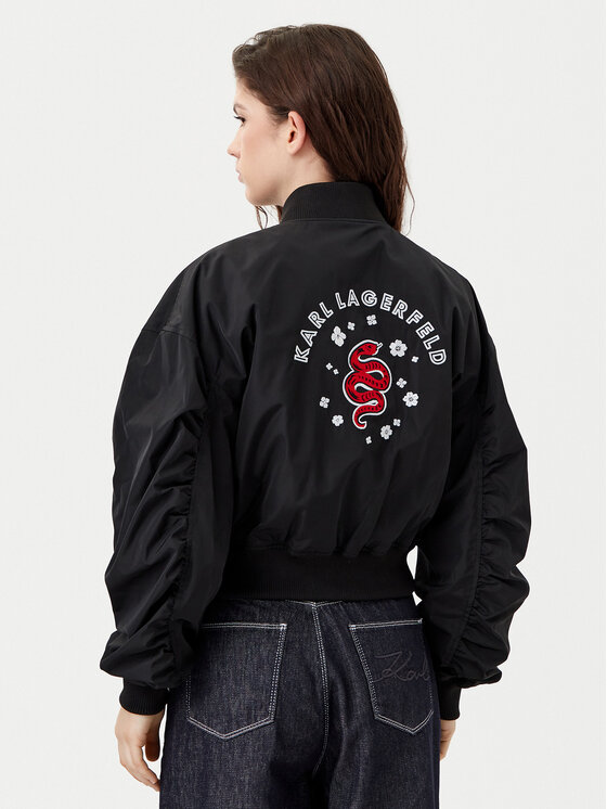 KARL LAGERFELD KARL LAGERFELD Bomber dzseki A1W14039 Fekete Regular Fit