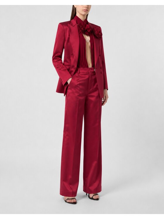 PHILIPP PLEIN PHILIPP PLEIN Marynarka 31256 Bordowy Loose Fit