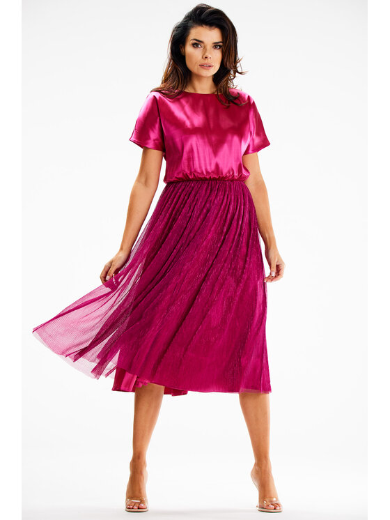 Awama Awama Večerní šaty A627 Fialová Basic Fit