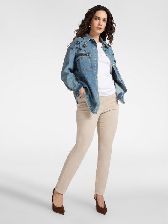 Elena Mirò Elena Mirò Spodnie materiałowe P152P100439N002 Kremowy Slim Fit