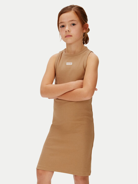 Φόρεμα καλοκαιρινό Calvin Klein Jeans LVCKSJH07G Ανοιχτό καφέ 12Y