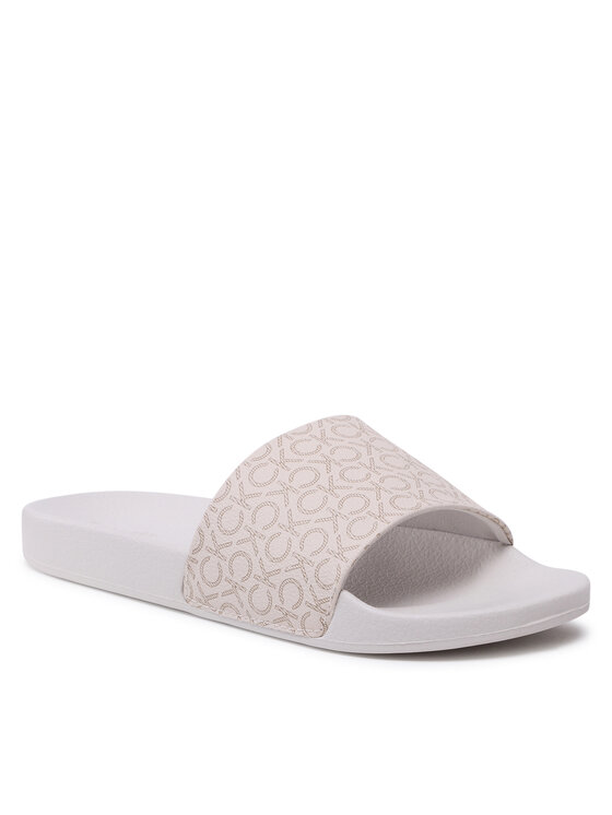 Calvin Klein Calvin Klein Pantoletten Pool Slide - Mono HW0HW01528 Écru