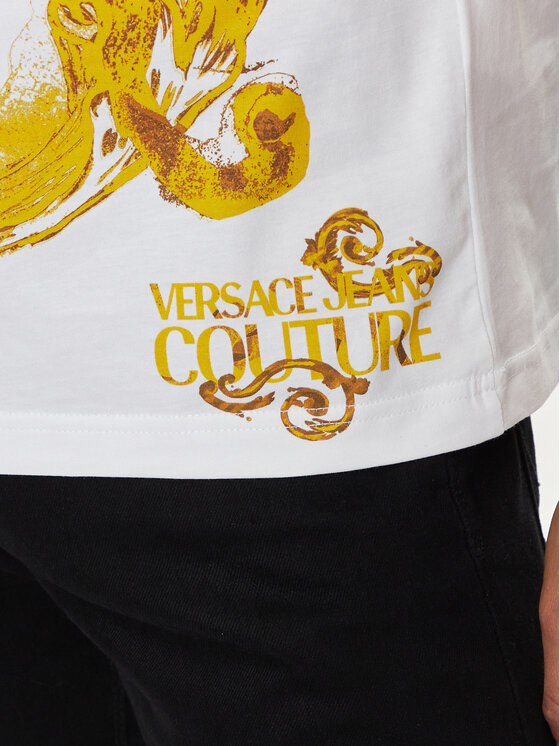Versace Jeans Couture T-Shirt 76GAH6SW Biały Regular Fit