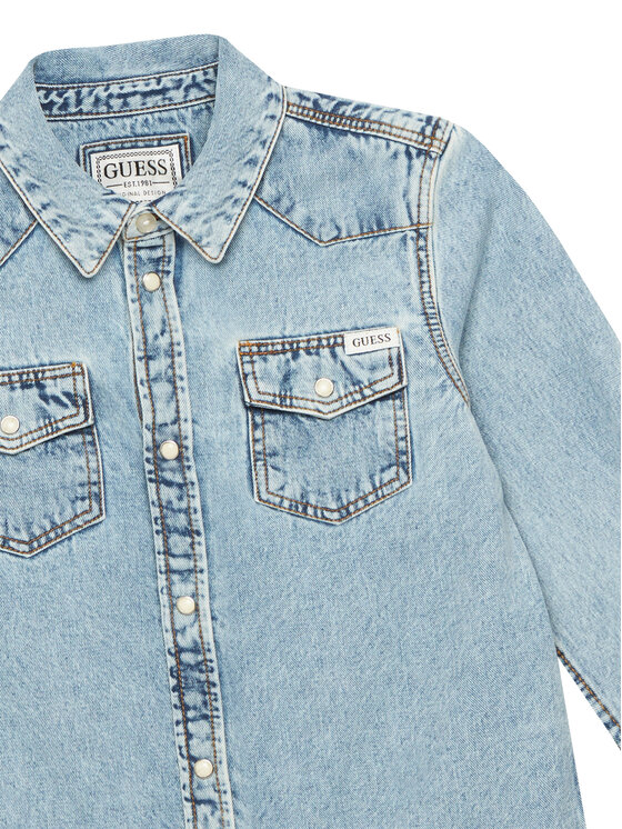 Guess Guess cămașă de blugi L6RH00 D4EU0 Albastru Regular Fit