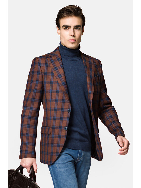 Lancerto Lancerto Marynarka MA099222000008 Brązowy Slim Fit