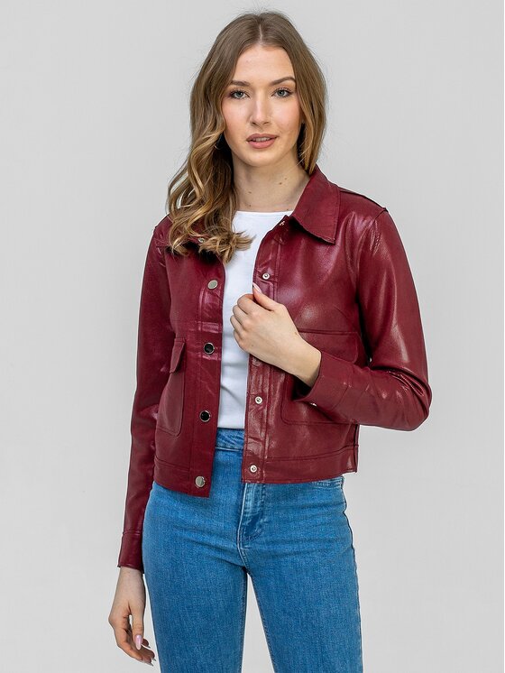 Perso Perso Prechodná bunda BLE262676F Bordová Regular Fit