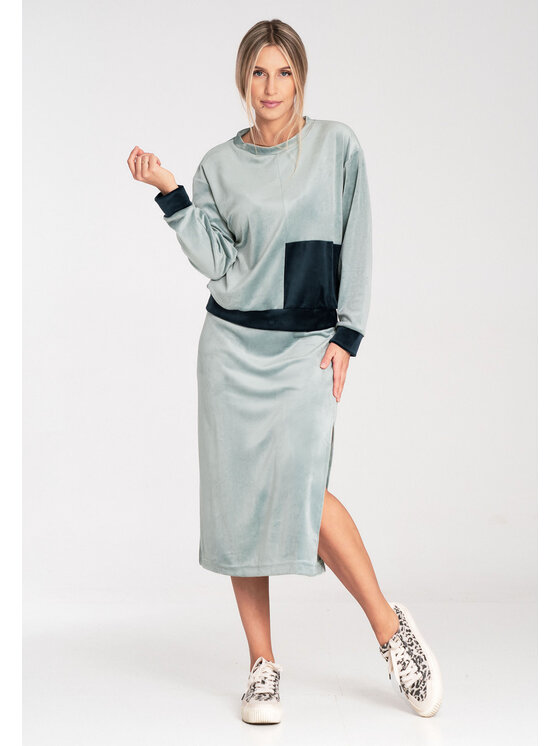 FIGL FIGL Komplet bluza i spódniczka M1036 Zielony Regular Fit
