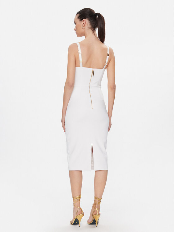 Elisabetta Franchi Elisabetta Franchi Sukienka koktajlowa AB-544-41E2-V360 Biały Slim Fit