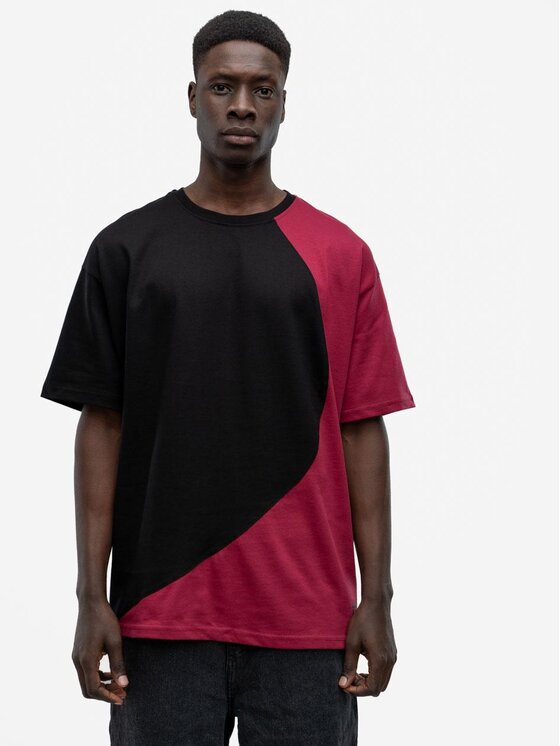 Good Luck Good Luck T-Shirt Koszulka Męska Z Krótkim Rękawem Oversize Czarna / Bordowa GOOD LUCK Loopy M Czarny Regular Fit